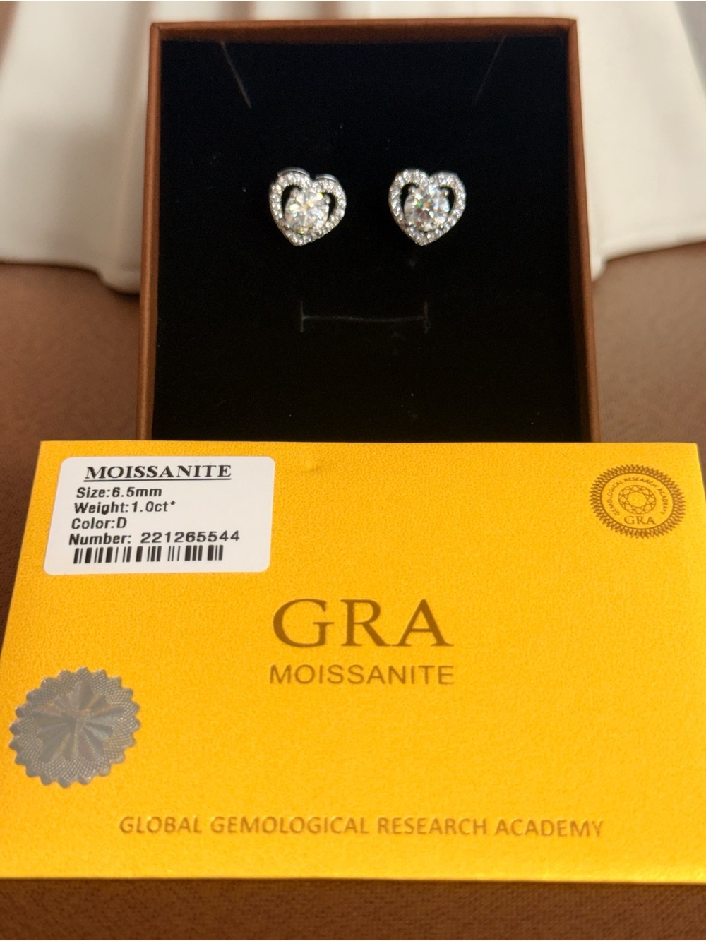GRA Moissanite Heart Halo Stud Earrings in White